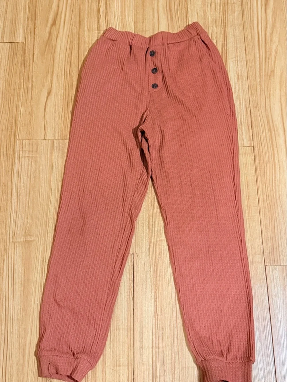 mine rust waffle knit pajama set - terracotta hue - Picture 5 of 10